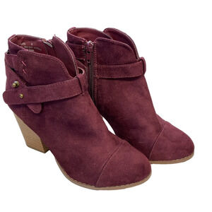 Charlotte Russo‎ Haro Dark Wine Suede Heeled Booties Women's Size 6